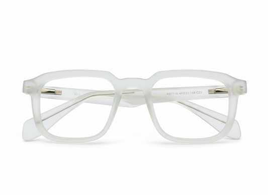 Frosted White Rectangular Frame Blue Light Glasses