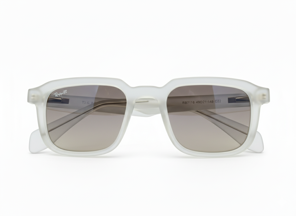 Frosted White Rectangular Frame Blue Light Glasses