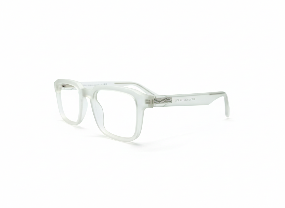 Frosted White Rectangular Frame Blue Light Glasses