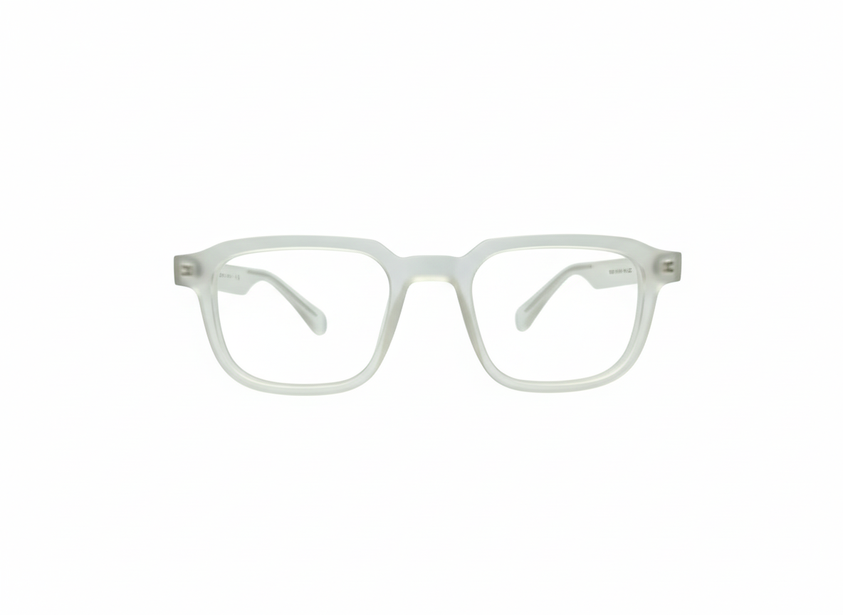 Frosted White Rectangular Frame Blue Light Glasses