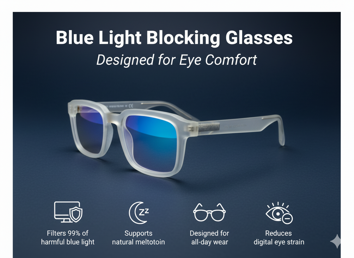 Frosted White Rectangular Frame Blue Light Glasses