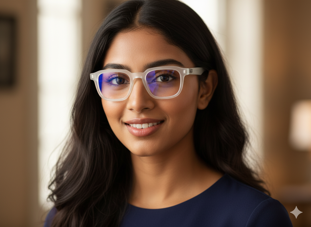 Frosted White Rectangular Frame Blue Light Glasses