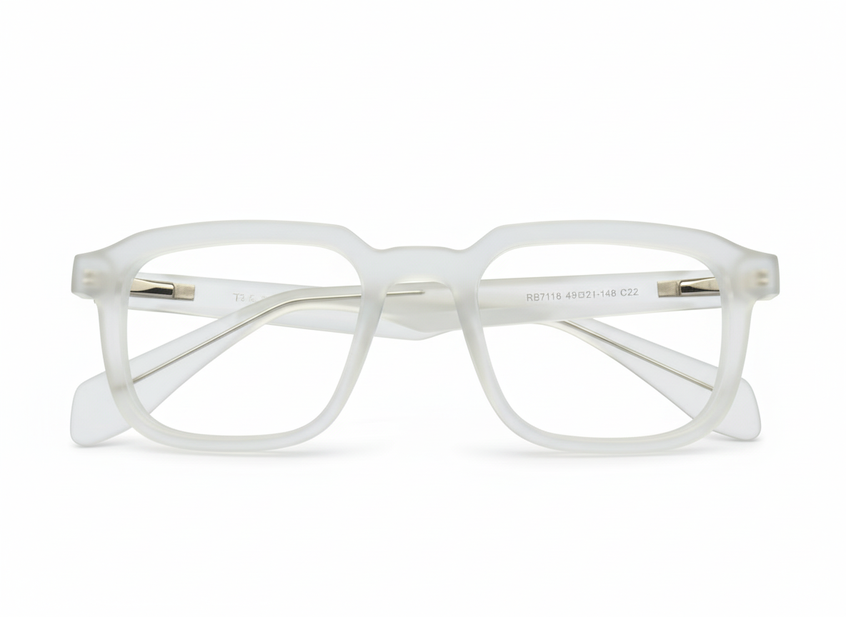 Frosted White Rectangular Frame Blue Light Glasses